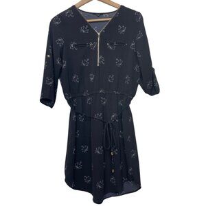 IRIS | Women's Black and White Umbrella Print Neutral Mini Dress | Size L
